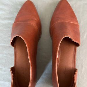 Brown faux leather slip on shoes size 8.5